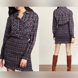 Veronica Beard NWT Melnar Smocked Plaid Mini Shirt
Dress Navy Multi Size 12
